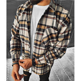 Bonsir Fashion Men Plaid Shirt Chic Checked Chest Pocket Blouse Long Sleeve Casual Corduroy Shirts Loose Tops Blusas Spring News