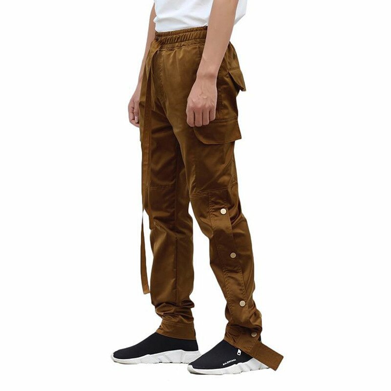 Bonsir Autumn New Casual Pants Men's Joggers Loose Track Trousers Fashion Side-breasted Cargo Pants Man Overalls Pantalones Cargo