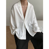 Bonsir Autumn Black White Silk Blazer Men's Fashion Business Society Mens Suit Jacket Korean Loose Casual Dress Jacket Men M-XL