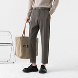 Bonsir Suit Pants For Men Woolen England Style Relax Fit Comfy High Quality Stretch Waist Thicken Straight Business Chic Trousers