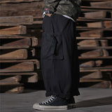 Bonsir Multi Pocket Cargo Pants Mens Work Pants Safari Style Casual Wide Leg Pants Men Solid Color Baggy Trousers