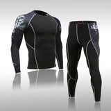 Bonsir Gym New Men&#39;s Compression Set Running Tights Workout Fitness Training Tracksuit Long Sleeves Shirts Sports Suits Rashgard Kit