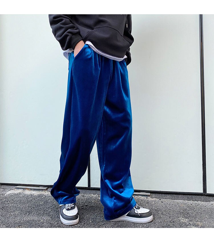 Bonsir Men Velvet Thicken Loose Casual Vintage Korean Fashion Straight Pant Man Women Streetwear Hip Hop Trousers Autumn Winter Pants