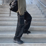 Bonsir Men Jeans Wide Leg Denim Cargo jean pants Loose Straight Baggy Men Jeans hip hop Streetwear Skateboard  Neutral denim Trousers