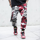 Bonsir Multiple Pockets Camouflage Patch Cotton Men Hip Hop Cargo Pants Joggers Casual Drawstring Pencil Trousers Spodnie Dresowe
