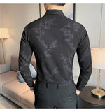 Bonsir Men's Printing Pattern Shirts Slim Fit Fashion Casual Business Shirts Long Sleeve Tops British Style Clothes Shirts M-4XL