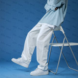 Bonsir Straight Jeans Men White Loose Denim Trousers Neutral Jean Streetwear Casual Summer Pure Wide Jeans Man Women Pants Hip Hop Bagy