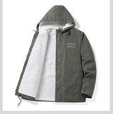 Bonsir Winter Men's Warm Coats Hooded Thickening Fleece Lined Cotton Windbreaker Jacket For Male