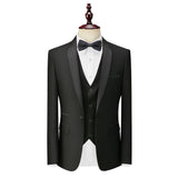 Bonsir 3 Piece Boyfriend Men Suits for Slim Fit Wedding Tuxedos Black Formal Groom Jacket Pants Vest Ready in Stock