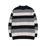 Bonsir Autumn Winter New Hong Kong Contrast Color Striped Round Neck Sweater Men's Loose Couple Bottoming Knit Sweater Soft Pullovers