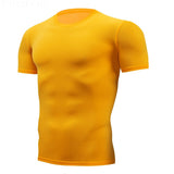 Bonsir  Quick Dry Running Men&#39;s Compression T-shirt Breathable Football Suit Fitness Tight Sportswear Riding Short Sleeve Shirt Workout