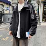Bonsir Japanese Patchwork Autumn Korean Trend Sports Jacket Men Casual Handsome Loose Couple Zipper Wind Breaker Jacket Men