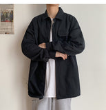 Bonsir Simple Design Solid Colors Long Sleeve Shirts Korean Fashion Mandarin Collar 100% White Black Shirt Soft Comfort  pocket