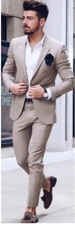 Bonsir Latest Design Mens Luxurious Business Men's Suit for Wedding Party Tuxedos Slim Fit Peak Lapel Pink Suits Male(Jacket+Pants)