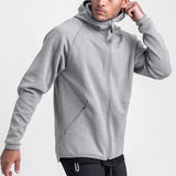 Bonsir W-17 Autumn Men 320g Hooded Sweatshirt Healthy Sport Jogger Gym Training Grey Zipper Fly Boyfriend Youth Fashion Clothing Tops