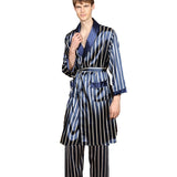 Bonsir 3 PCS Robe Pants Pajama Set 4XL 3XL Men Bathrobe Shorts Suit Silk Sleepwear for Men Kimono Home Soft Cozy Long-sleeved Bath Gown