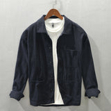 Bonsir Z164 Autumn New Men Shirts Casual Minimalism Style Artsy Daily Loose Solid Color Soft Lapel Pockets Long Sleeve Male Clothing