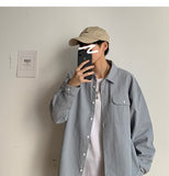 Bonsir Simple Design Solid Colors Long Sleeve Shirts Korean Fashion Mandarin Collar 100% White Black Shirt Soft Comfort  pocket