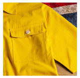Bonsir Men's short sleeve ankle length jumpsuits Casual loose pockets overalls Coveralls Black Yellow