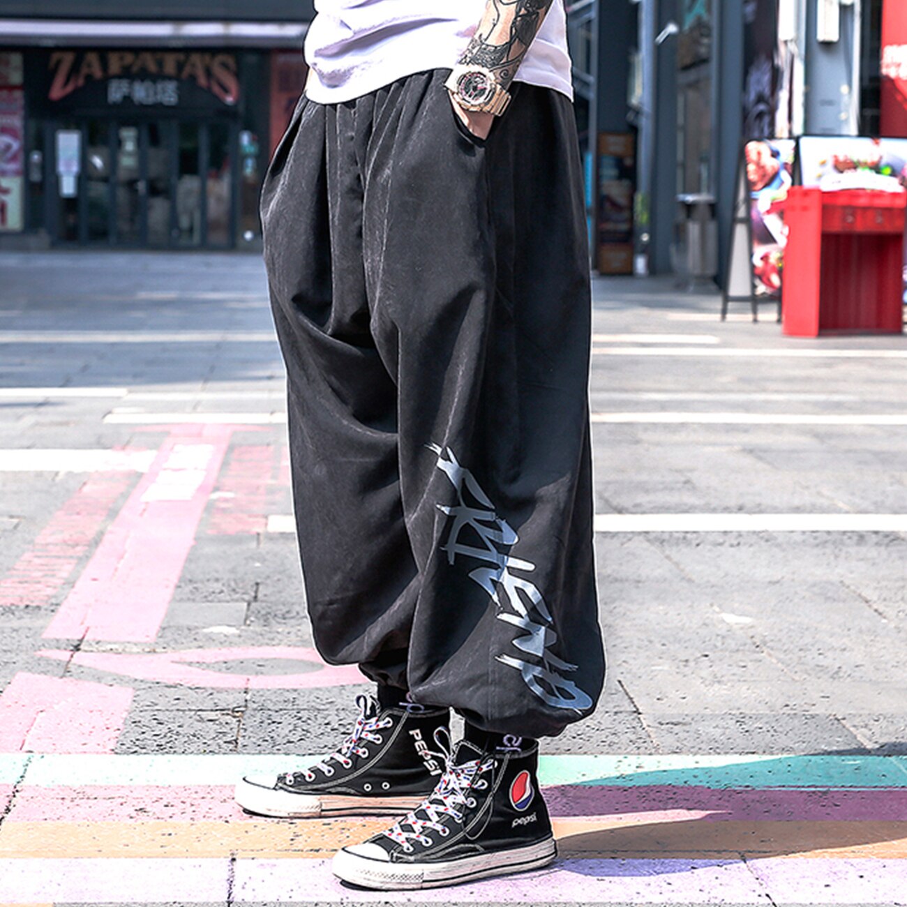 Bonsir  Harem Cargo Baggy Pants Joggers Men Hip Hop Casual Pants Summer Graffiti Fashion Streetwear Harajuku Loose Trousers