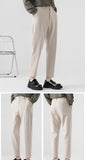 Bonsir Suit Pants For Men Woolen England Style Relax Fit Comfy High Quality Stretch Waist Thicken Straight Business Chic Trousers