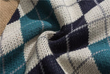 Bonsir Japanese Loose Couple Patchwork Argyle Sweater Vest Men's New Autumn Fashion Harajuku Letter Embroidery Man Pullover Vest