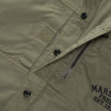 Bonsir Men's Long Sleeve Shirt Lapel Zipper Shirt Cotton Army Outdoor Casual Large Size Army Green Embroidery Shirt Male