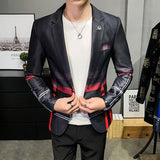 Bonsir Spring Men&#39;s Plaid Blazer Fashion Business Casual Men&#39;s Slim Suit Jacket Large Size Casual Banquet Wedding Party Club Dress