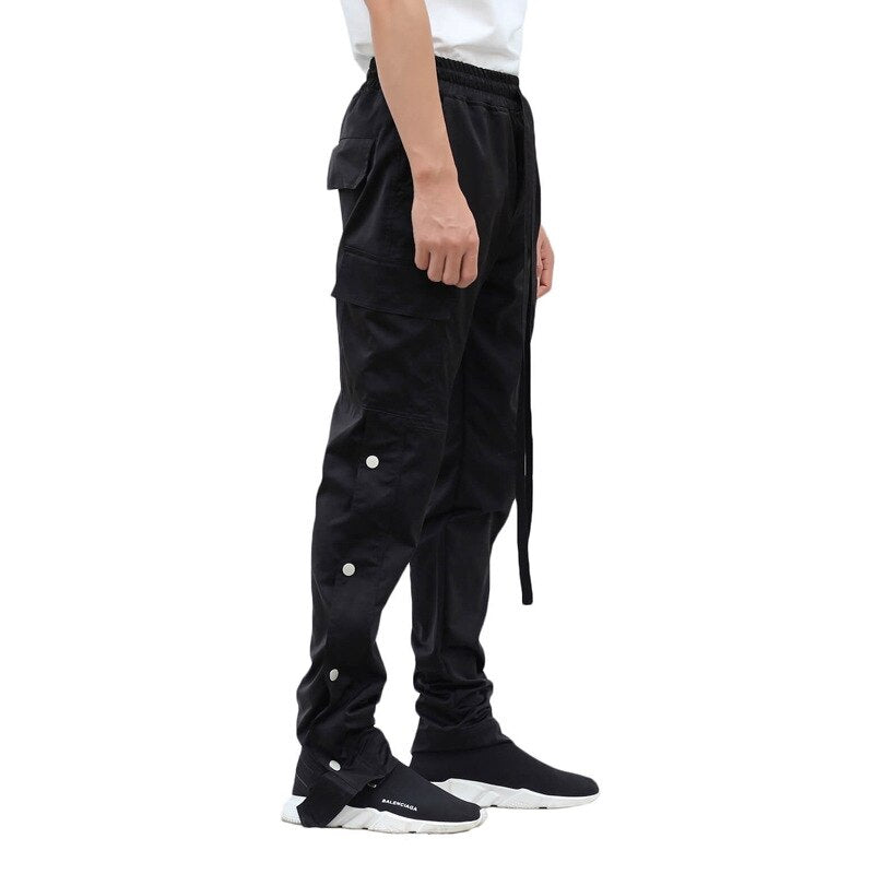 Bonsir Autumn New Casual Pants Men's Joggers Loose Track Trousers Fashion Side-breasted Cargo Pants Man Overalls Pantalones Cargo