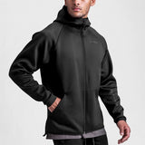 Bonsir W-17 Autumn Men 320g Hooded Sweatshirt Healthy Sport Jogger Gym Training Grey Zipper Fly Boyfriend Youth Fashion Clothing Tops