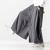 Bonsir Super Loose Cotton Linen Pants Mens Straight Casual Wide Leg Pants Autumn Winter Japanese Big Size Elastic Waist Trousers