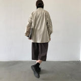 Bonsir Autumn Japanese Retro Lapel Luxury Striped Shirt for Men Casual Long Sleeve Buttons Fashion Retro Korean Clothes Hawaiian Shirt
