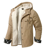 Bonsir Men's Winter Jacket Fleece Warm Parka Coat Men's Fashion Pocket Hooded Jacket Parka Coat Jacket Men