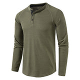 Bonsir  Fashion Fine Plaid Long Sleeves Soft t-Shirts Us Size S-2Xl Solid Color Round Neck Casual Fitness Men Gray Tops Pullover