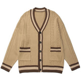 Bonsir Vintage Spliced Color Cardigan Knitted Sweater Men Harajuku Hip Hop Streetwear Loose Woman Casual Return Cardigan Sweater Coats