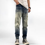 Bonsir 740 Fall New Men Jeans Vintage Denim Trendy Hole Korean Style Slim Hip Hop Streetwear Personality Distressed Male Pants Brand
