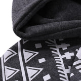 Bonsir Men's Fleece Jacket Ethnic Printed Zip Up Hoodie New Fashion Casual Hooded Jacket Coat For Man Black Hoodie Sweatshirt Male