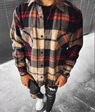 Bonsir Fashion Men Plaid Shirt Chic Checked Chest Pocket Blouse Long Sleeve Casual Corduroy Shirts Loose Tops Blusas Spring News