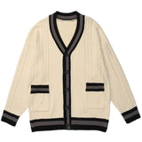 Bonsir Vintage Spliced Color Cardigan Knitted Sweater Men Harajuku Hip Hop Streetwear Loose Woman Casual Return Cardigan Sweater Coats