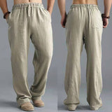 Bonsir New Loose Oversized Cotton Linen Pants For Men Summer Breathable Solid Color Male Linen Trousers Harajuku Streetwear S-5XL