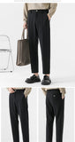 Bonsir Suit Pants For Men Woolen England Style Relax Fit Comfy High Quality Stretch Waist Thicken Straight Business Chic Trousers