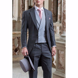 Bonsir Morning Style Groomsmen Custom Made Groom Tuxedos One Button Men Suits Wedding Best Man Blazer ( Jacket+Pants+Vest ) C129
