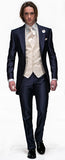 Bonsir Morning Style Groomsmen Custom Made Groom Tuxedos One Button Men Suits Wedding Best Man Blazer ( Jacket+Pants+Vest ) C129
