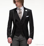Bonsir Morning Style Groomsmen Custom Made Groom Tuxedos One Button Men Suits Wedding Best Man Blazer ( Jacket+Pants+Vest ) C129