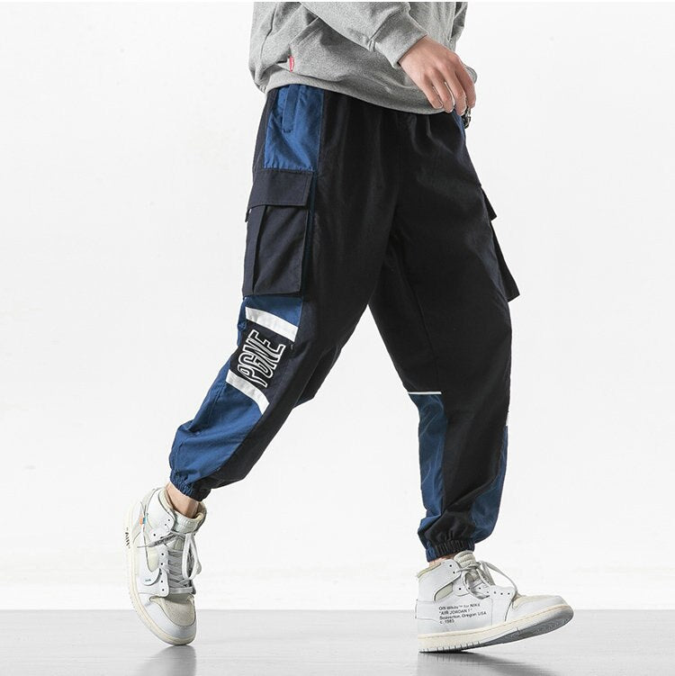 Bonsir Patchwork Cargo Harem Pant Men Hip Hop Pockets Casual Jogger Tr –  bonsir