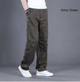 Bonsir Cargo Pocket Pants Men Loose Straight Hip Hop Long Trousers Autumn Winter Cotton Mens Joggers Wide Leg Big Size S-3XL