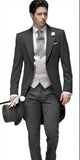 Bonsir Morning Style Groomsmen Custom Made Groom Tuxedos One Button Men Suits Wedding Best Man Blazer ( Jacket+Pants+Vest ) C129