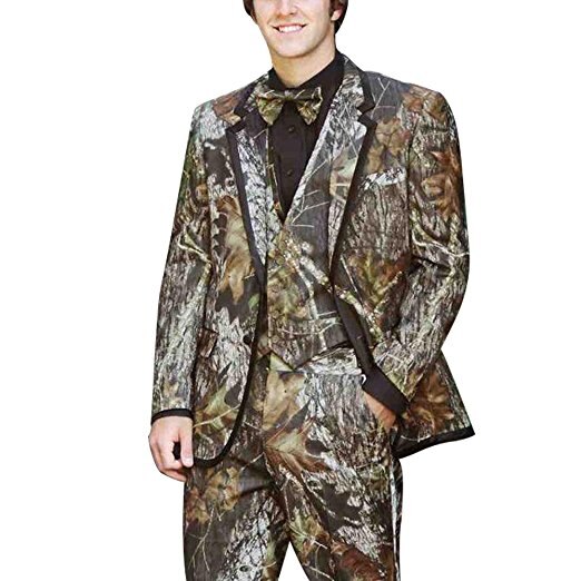 Bonsir Brand New Groomsmen Camo Groom Tuxedos Shawl Notch Lapel Men Suits Wedding Best Man Blazer ( Jacket+Pants+Vest + Tie) C318