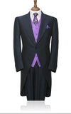 Bonsir Morning Style Groomsmen Custom Made Groom Tuxedos One Button Men Suits Wedding Best Man Blazer ( Jacket+Pants+Vest ) C129