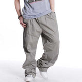 Bonsir Spring Summer Plus Size Cargo Pants for Men Cotton Casual Joggers Pants Side Pocket Loose Baggy Trousers Streetwear Man Clothes